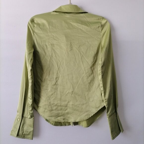 NWT Wild Fable Womens Sage Green Long Sleeve Collared Button Up Shirt Size XS - Picture 4 of 8